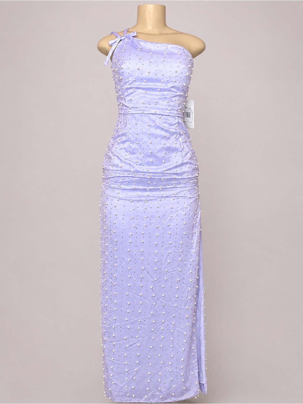 Kohl's Lavender One-Shoulder Pearl-Studded Maxi Dress